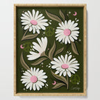 Drippy Daisy Dreamscape - Pink on Olive Serving Tray Gallery Image 1