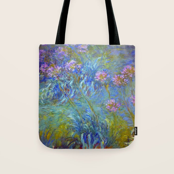 Agapanthus Claude Monet Floral Art Tote Bag Gallery Image 1