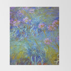 Agapanthus Claude Monet Floral Art Throw Blanket Gallery Image 2