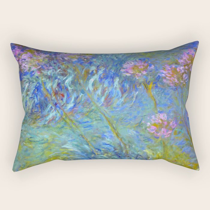 Agapanthus Claude Monet Floral Art Rectangular Pillow Gallery Image 2