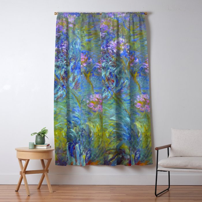 Agapanthus Claude Monet Floral Art Window Curtain Gallery Image 1