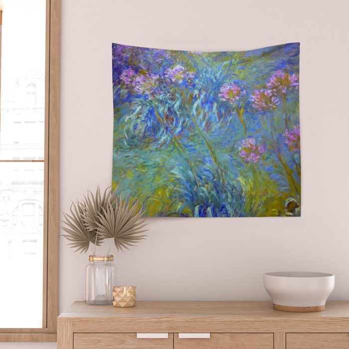 Agapanthus Claude Monet Floral Art Wall Tapestry Gallery Image 2