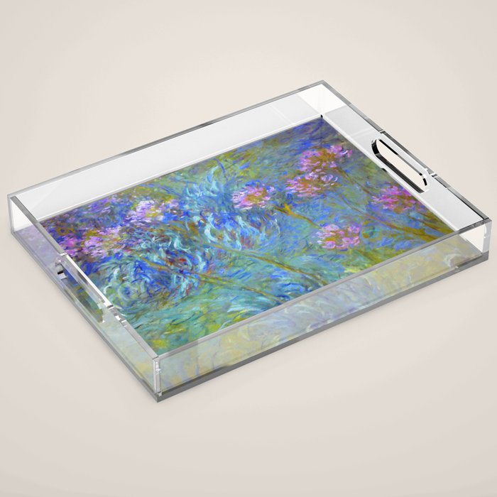 Agapanthus Claude Monet Floral Art Acrylic Tray Gallery Image 1