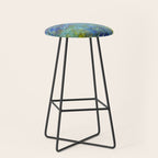 Agapanthus Claude Monet Floral Art Stool Gallery Image 1