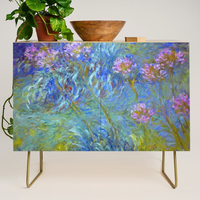Agapanthus Claude Monet Floral Art Credenza Gallery Image 1