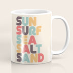 Sun Surf Sea Salt Sand Typography - Retro Rainbow Coffee Mug Gallery Image 1