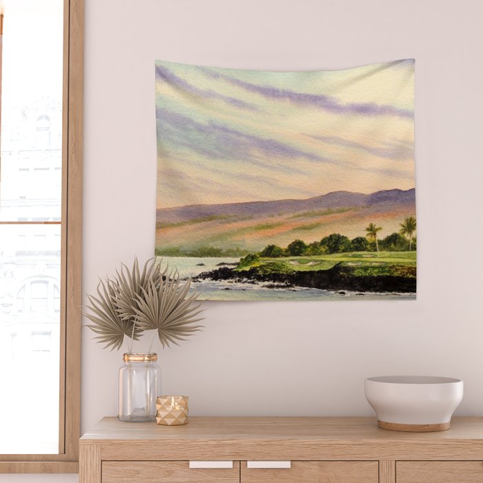 Mauna Kea Golf Course Hawaii Hole 3 Wall Tapestry Gallery Image 2