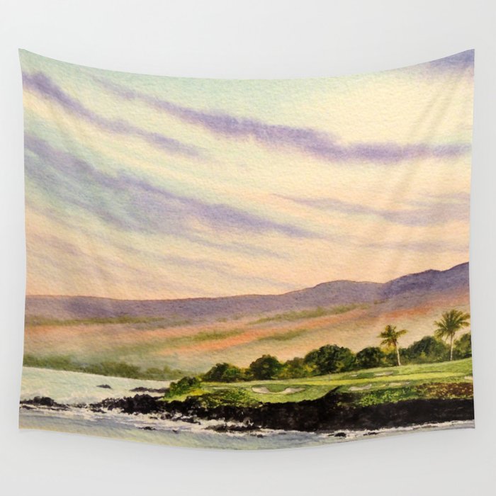 Mauna Kea Golf Course Hawaii Hole 3 Wall Tapestry Gallery Image 1