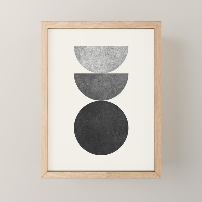 Woodblock black and white Mid century modern Mini Art Print Gallery Image 1