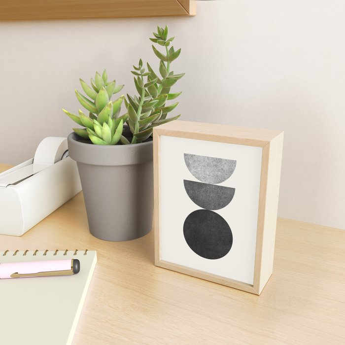 Woodblock black and white Mid century modern Mini Art Print Gallery Image 2