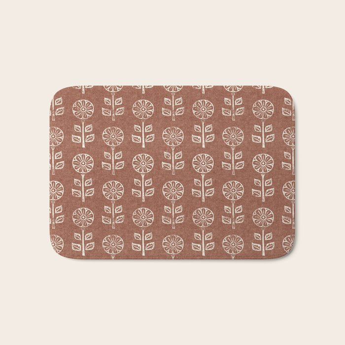 block print floral - clay Bath Mat Gallery Image 1