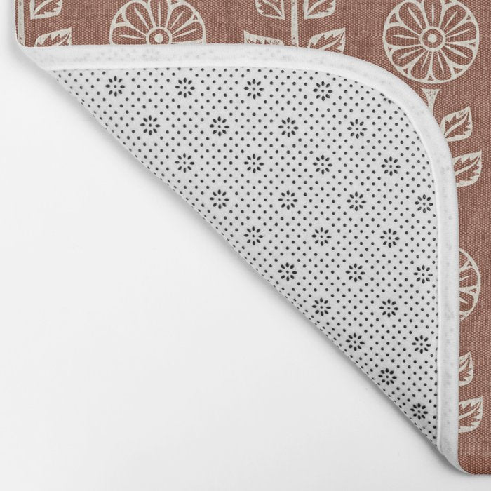 block print floral - clay Bath Mat Gallery Image 2