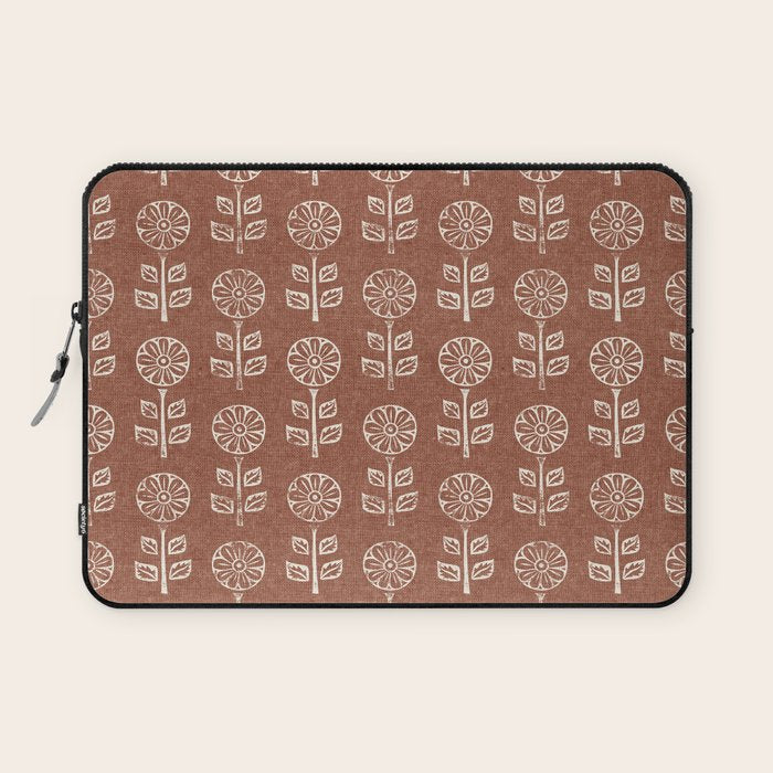 block print floral - clay Laptop Sleeve Gallery Image 1