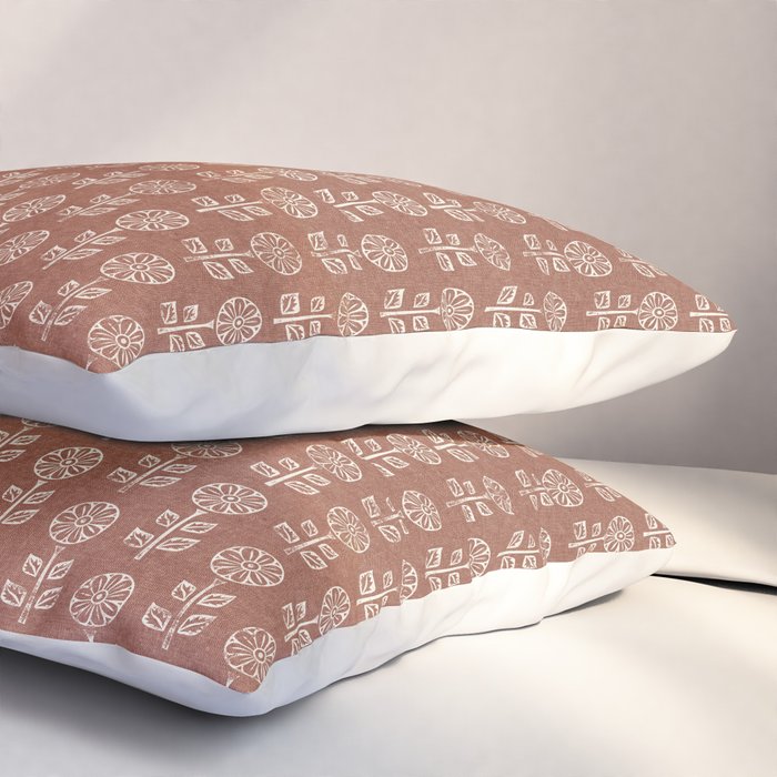 block print floral - clay Pillow Sham Gallery Image 3