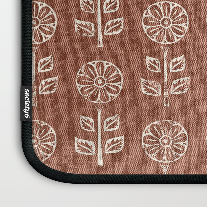 block print floral - clay Laptop Sleeve Gallery Image 3