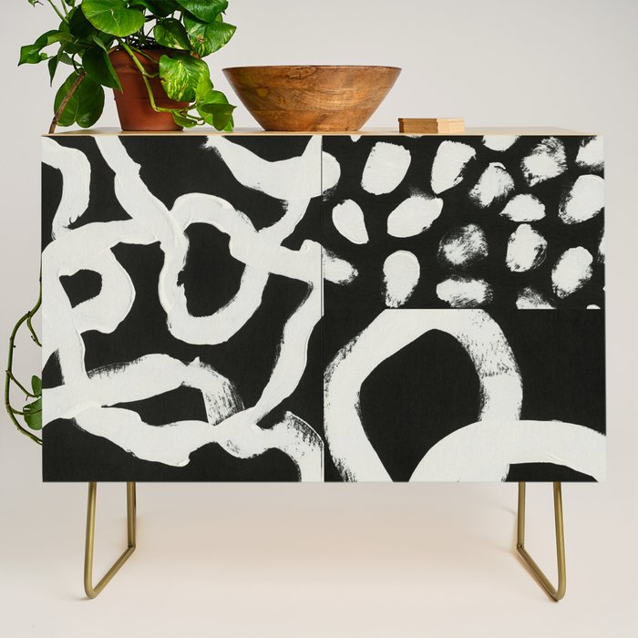 Black & White Abstract Collage #1 Credenza Gallery Image 1