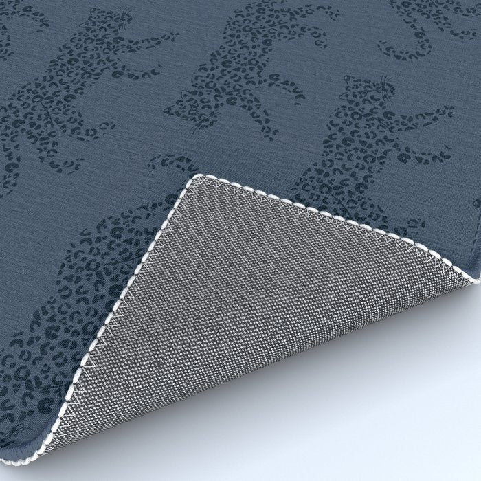 Leopard Parade - Dark Navy on Denim Blue Rug Gallery Image 4