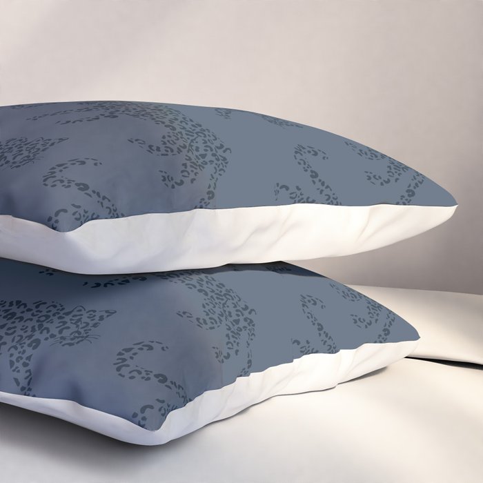 Leopard Parade - Dark Navy on Denim Blue Pillow Sham Gallery Image 3
