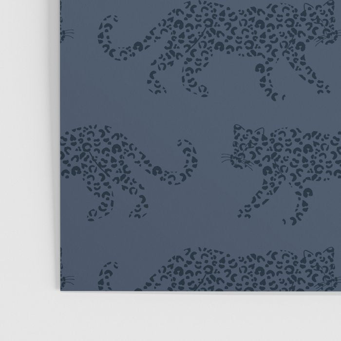 Leopard Parade - Dark Navy on Denim Blue Poster Gallery Image 3