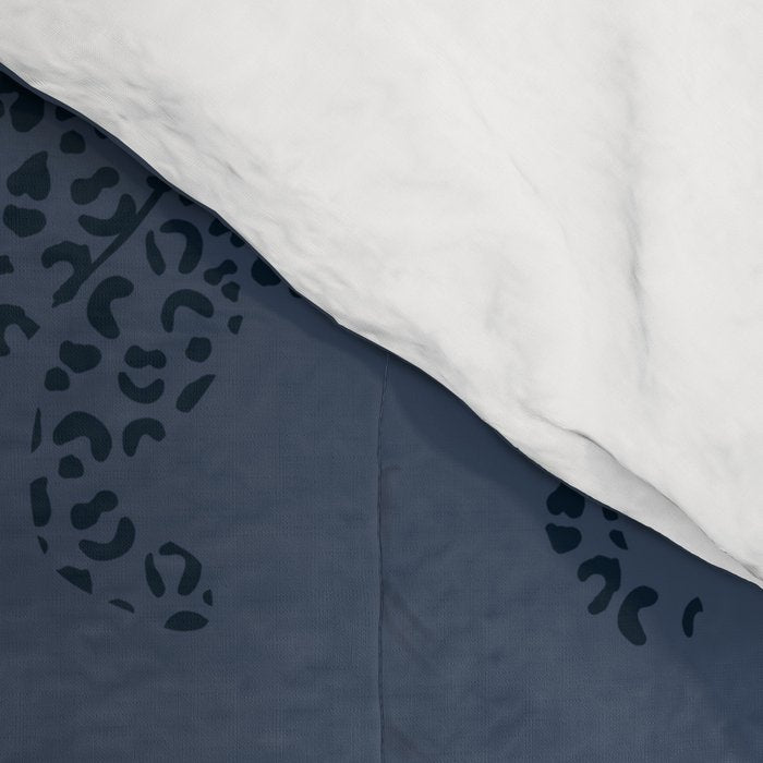 Leopard Parade - Dark Navy on Denim Blue Comforter Gallery Image 4
