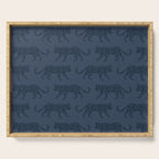 Leopard Parade - Dark Navy on Denim Blue Serving Tray Gallery Image 1
