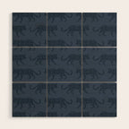 Leopard Parade - Dark Navy on Denim Blue Wood Wall Art Gallery Image 1