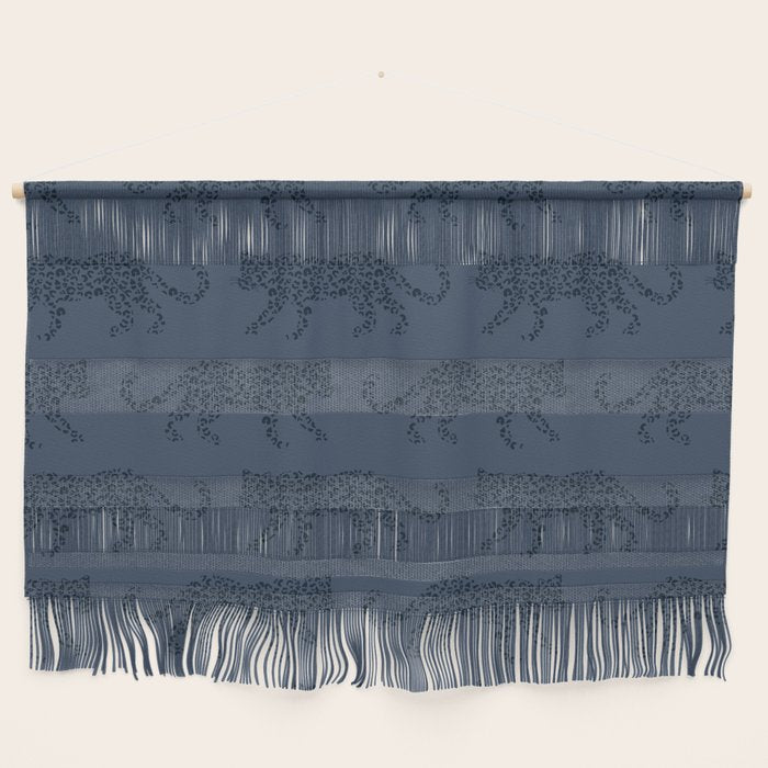 Leopard Parade - Dark Navy on Denim Blue Wall Hanging Gallery Image 1