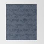 Leopard Parade - Dark Navy on Denim Blue Throw Blanket Gallery Image 2