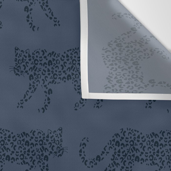 Leopard Parade - Dark Navy on Denim Blue Wall Tapestry Gallery Image 3