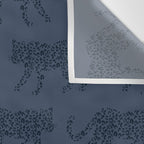 Leopard Parade - Dark Navy on Denim Blue Wall Tapestry Gallery Image 3