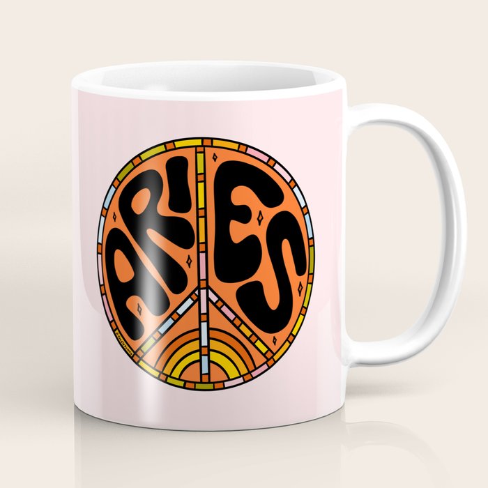 Aries Peace Sign Coffee Mug Gallery Image 1