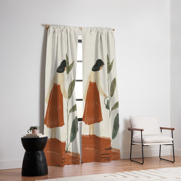 Still Life with Girl and Growing Plant Window Curtain Gallery Image 2