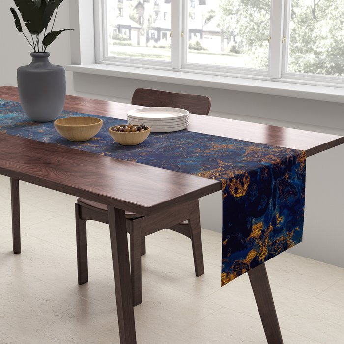 Blue Metallic Abstract Table Runner Gallery Image 2