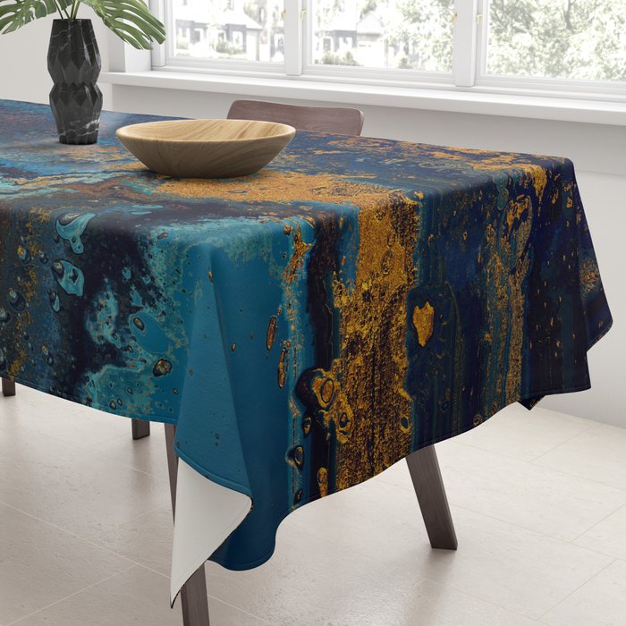 Blue Metallic Abstract Tablecloth Gallery Image 3