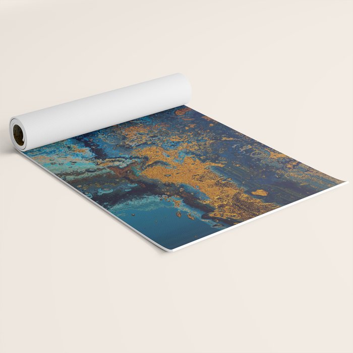 Blue Metallic Abstract Yoga Mat Gallery Image 2