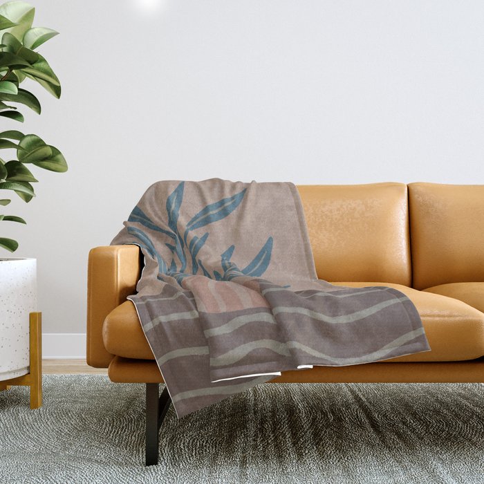 Modern Vase with Tropical Leaves Throw Blanket Gallery Image 1