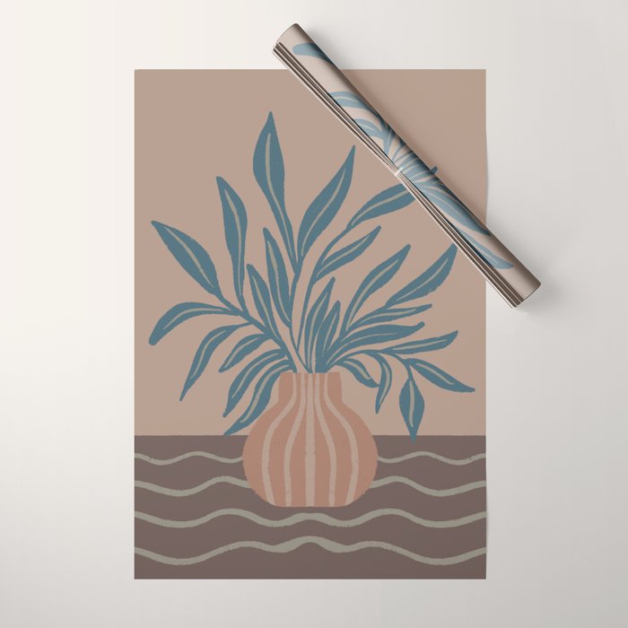 Modern Vase with Tropical Leaves Wrapping Paper Gallery Image 1