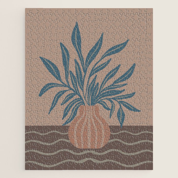 Modern Vase with Tropical Leaves Jigsaw Puzzle Gallery Image 1