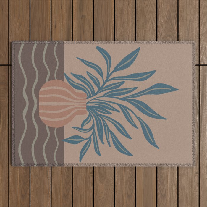 Modern Vase with Tropical Leaves Outdoor Rug Gallery Image 1