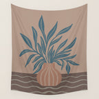 Modern Vase with Tropical Leaves Wall Tapestry Gallery Image 4