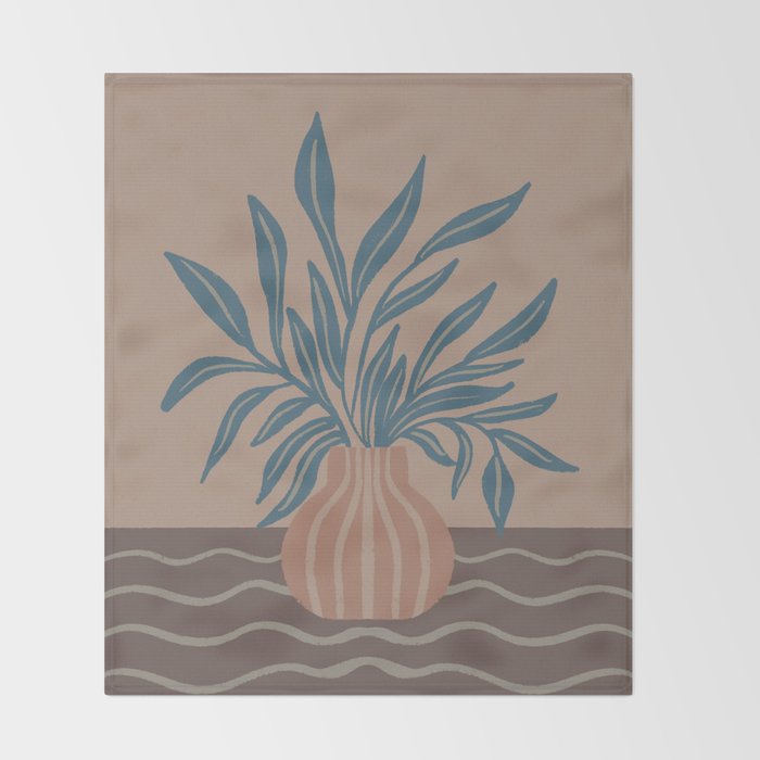 Modern Vase with Tropical Leaves Throw Blanket Gallery Image 2