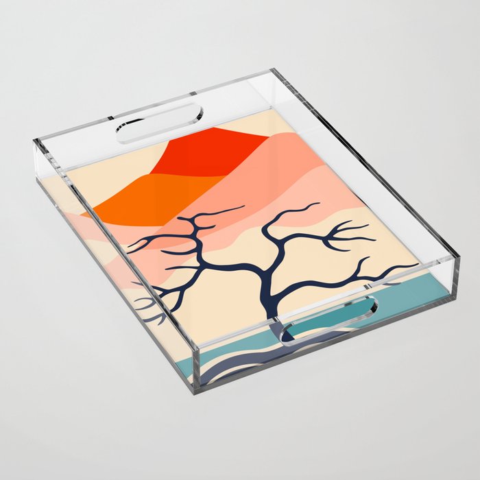 Colorful nature mountain tree landscape Acrylic Tray Gallery Image 1