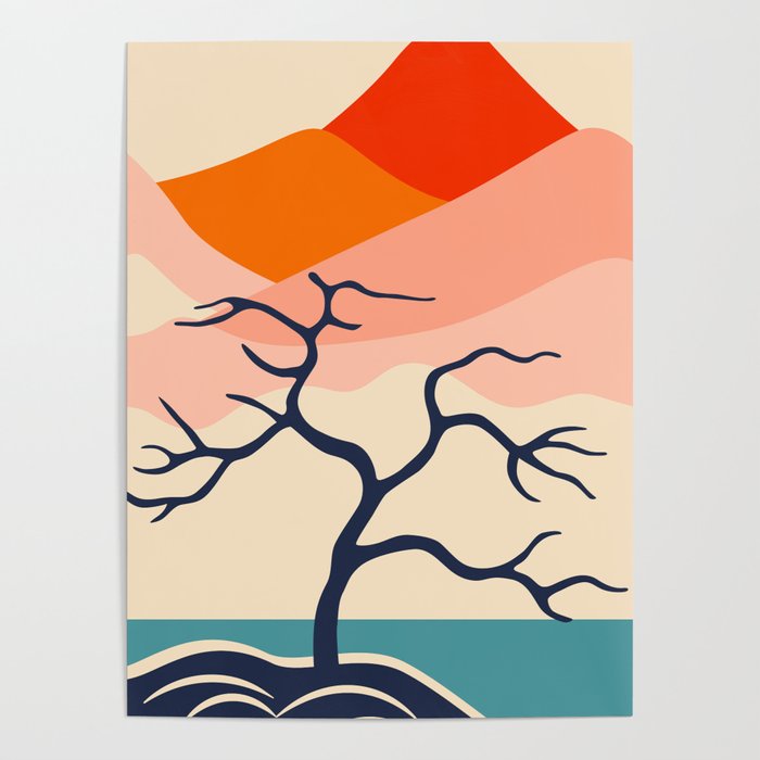 Colorful nature mountain tree landscape Poster Gallery Image 4