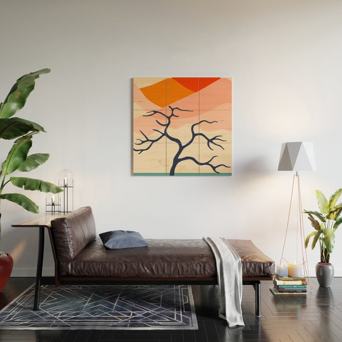 Colorful nature mountain tree landscape Wood Wall Art Gallery Image 2