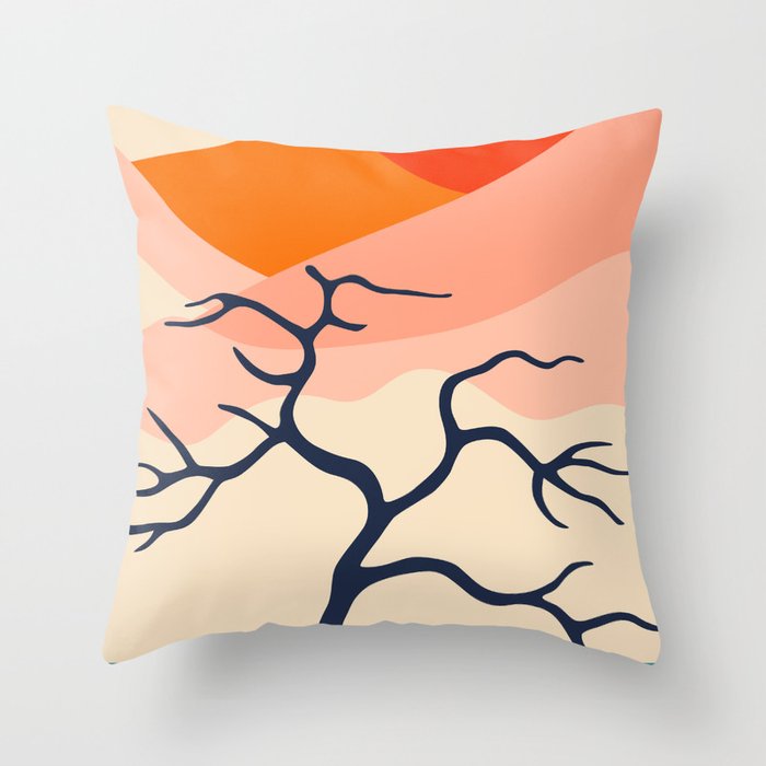 Colorful nature mountain tree landscape Throw Pillow Gallery Image 1