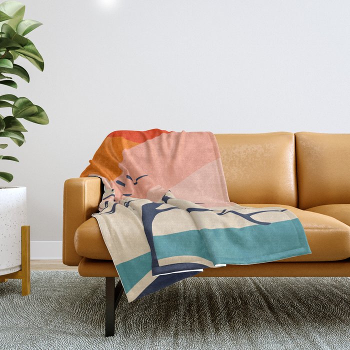 Colorful nature mountain tree landscape Throw Blanket Gallery Image 1