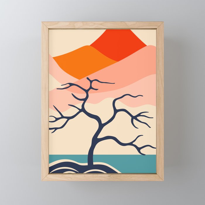 Colorful nature mountain tree landscape Mini Art Print Gallery Image 1