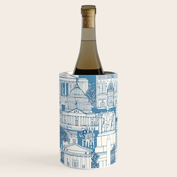 Washington DC toile blue Wine Chiller Gallery Image 1