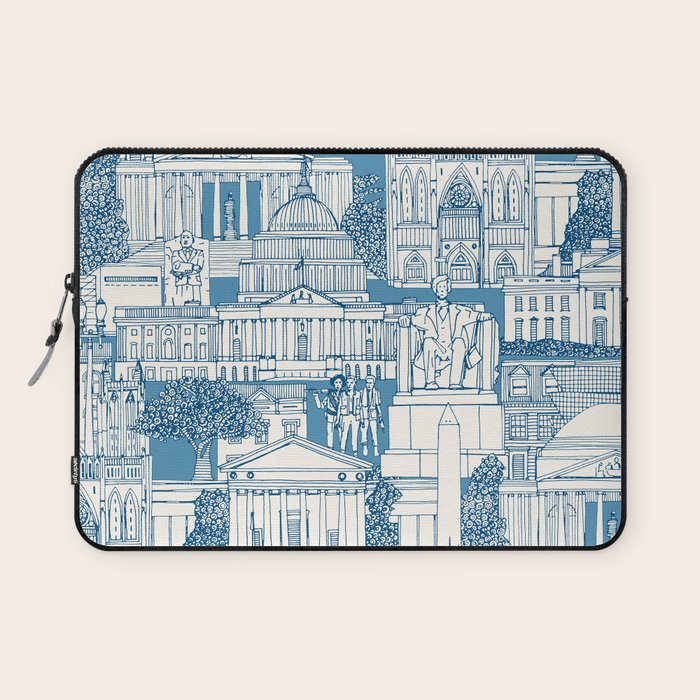 Washington DC toile blue Laptop Sleeve Gallery Image 1