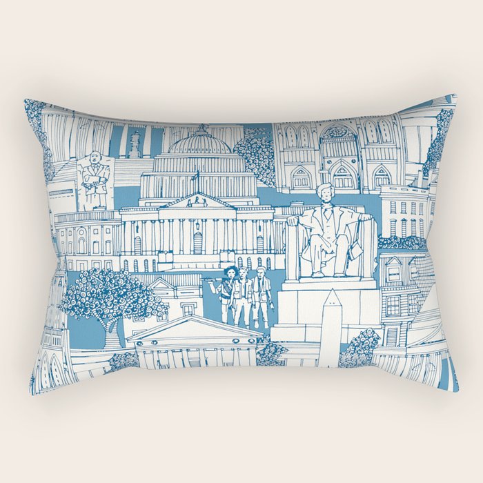 Washington DC toile blue Rectangular Pillow Gallery Image 2